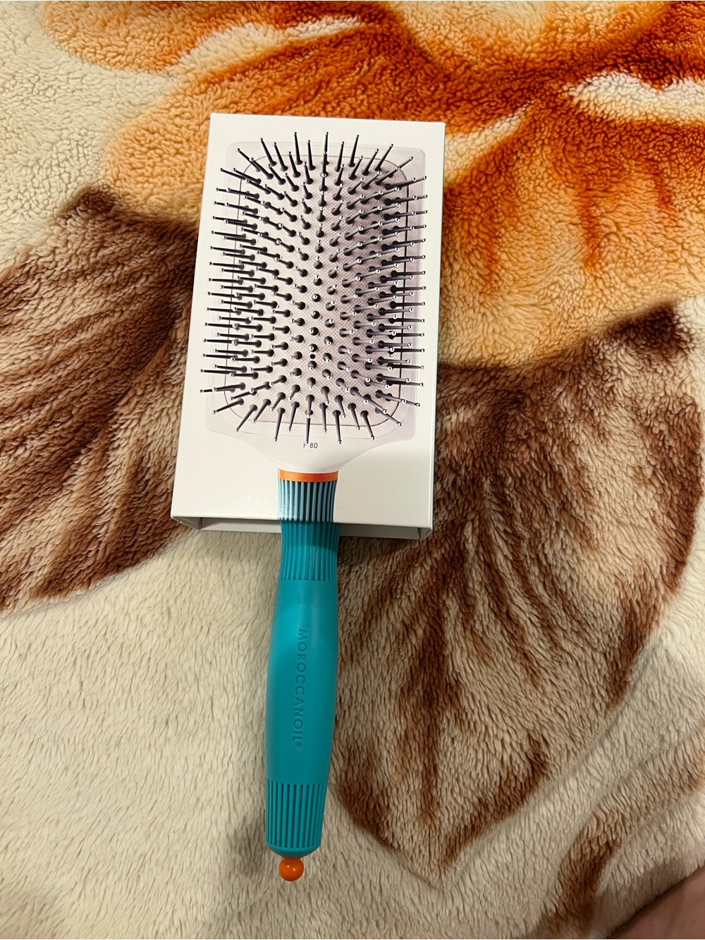 Moroccanoil Teal Paddle Brush with Orange Accent